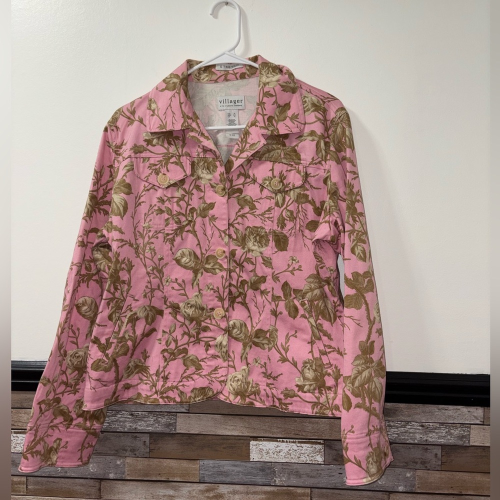 Liz Claiborne Villager Stretch Button Front Canvas Jacket Size XL - Picture 2 of 5